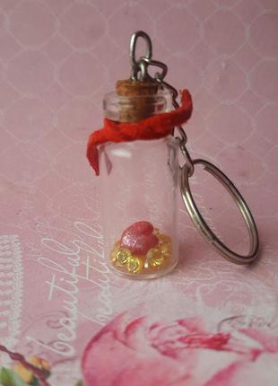 Брелок миниатюр подвес баночка сердце  полимерн глин ручн раб