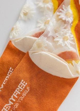 Набор прозрачных носков с цветочной вышивкой8 фото