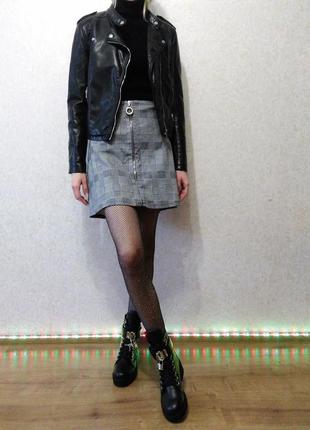 Трендова спідниця в клітинку на замок з кільцем № 52