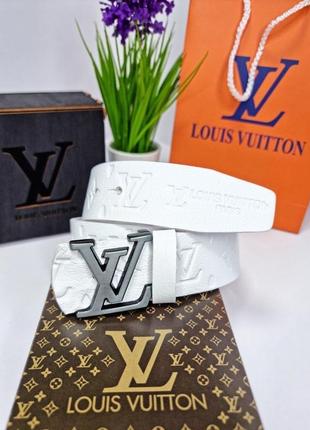 Ремінь пояс жіночий шкіряний білий в стилі louis vuitton / ремень пояс женский кожаный белый1 фото