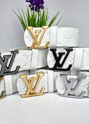 Ремінь пояс жіночий шкіряний білий в стилі louis vuitton / ремень пояс женский кожаный белый2 фото