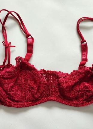 Бюстгальтер красный бордовый секси эротик эротический сексуальный кружевной ливчик лифчик3 фото