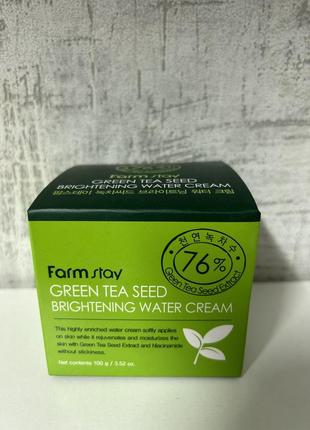 Увлажняющий крем для лица farmstay green tea seed whitening water cream с зеленым чаем, 100 г2 фото