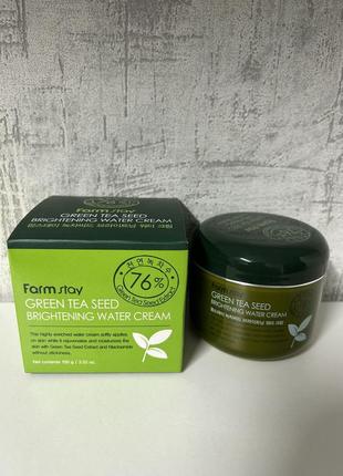 Увлажняющий крем для лица farmstay green tea seed whitening water cream с зеленым чаем, 100 г1 фото