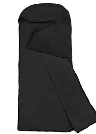 Тактический флисовый плед 210 х 180 см одеяло для военных черного цвета кокон