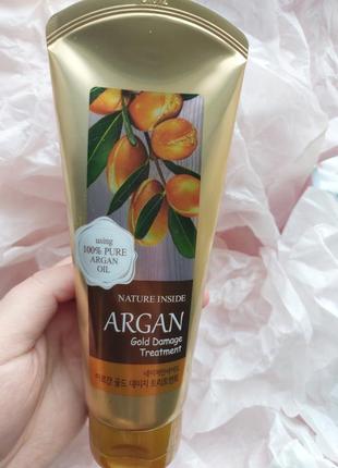 Лечебная маска для поврежденных волос welcos nature inside argan gold damage treatment new 200мл