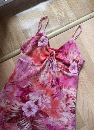 Платье сарафан цветочный принт гавайский тонкие бретели нежное3 фото