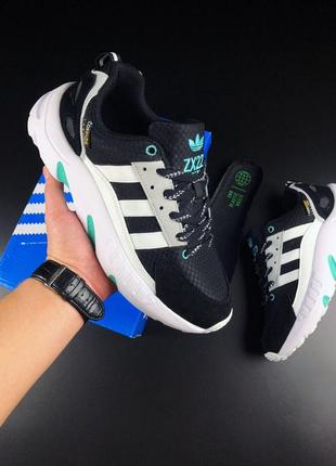 Чоловічи кросівки adidas zx 22 boost у чорно-було-мятному кольорі, стильне взуття на кожен день3 фото