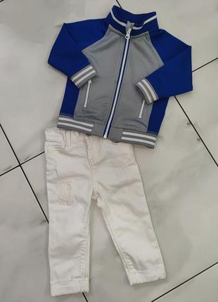 Комплект костюм 3в1 old navy 12-18 міс (80-86 см) джинси, реглан, кофта8 фото