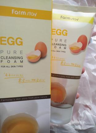 Очищувальна пінка з яєчним екстрактомfarmstay pure cleansing foam egg