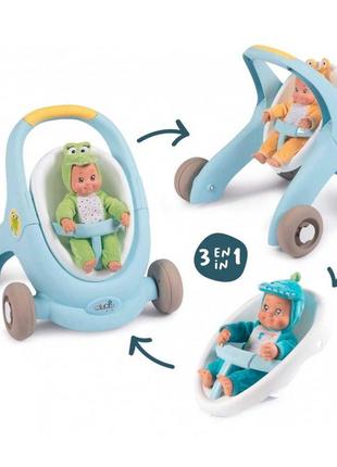 Ходунки-коляска для ляльок smoby minikiss blue1 фото