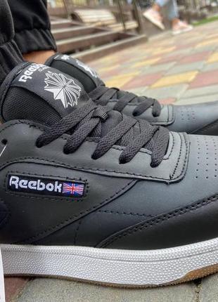 Мужские кроссовки в стиле reebok черные ,натуральная кожа