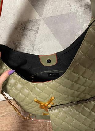 Сумка хакі з косметичкою шопер з еко шкіри сумка з гаманцем хакі в стилі юсл івселоран5 фото