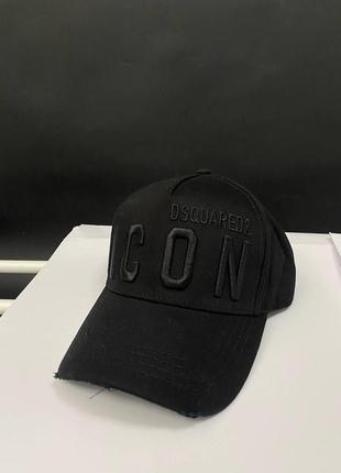Черная бейсболка icon dsquared2 с черным логотипом оригинал