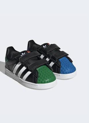 Детские кроссовки на мальчика adidas superstar x lego, размер 211 фото