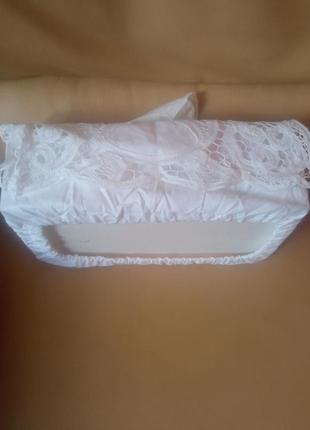 Продам роскошную салфетницу из натуральной ткани и кружева ришелье.англия6 фото