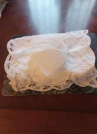 Продам роскошную салфетницу из натуральной ткани и кружева ришелье.англия10 фото