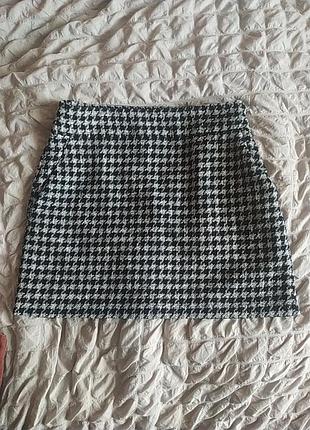 Юбка короткая, "гусиная лапка,, размер l