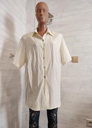 Легкая летняя рубашка из вискозы 4xl+ с перламутровыми пуговками