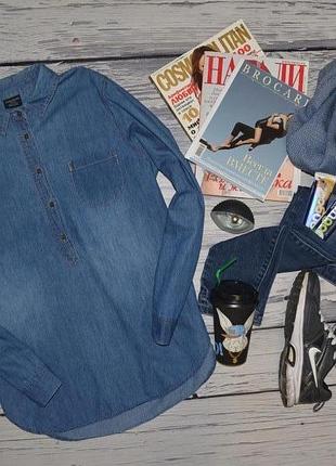 М очень модная женская фирменная джинсовая рубашка блуза