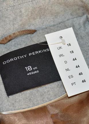 Брендовое серое шерстяное демисезонное пальто с карманами dorothy perkins этикетка3 фото