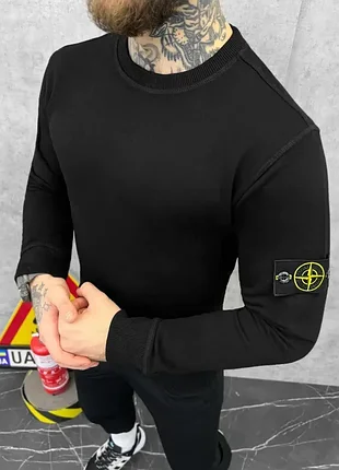 Стильный мужской свитшот stone island черный , черный свитшот стон айленд кофта мужская stone island