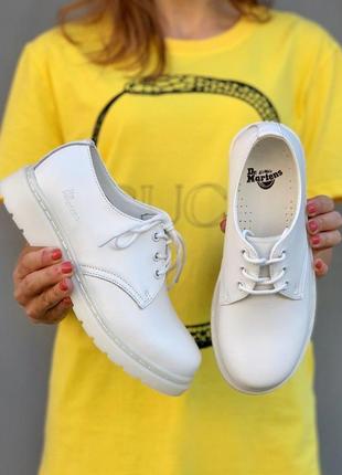 Dr. martens 1461 white, жіночі туфлі  білі мартінс, туфли женские мартинс