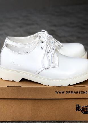 Dr. martens 1461 white, мужские/женские стильные белые туфли мартинс, демисезонные2 фото