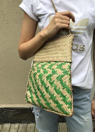 Соломенная,плетёная сумка ручной работы,эксклюзив,на одно плечо,этно,бохо стиль3 фото