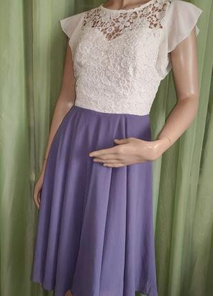 Платье женское нарядное "jolie moi", ru 8, бело фиолетовое