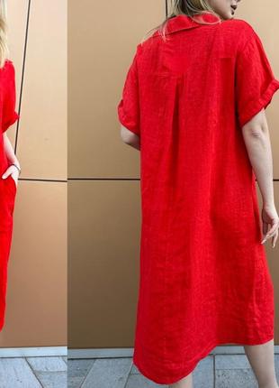 Яскрава лляна сукня вільного крою, італія, батал3 фото