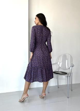 Фиолетовое миди платье со штапеля3 фото