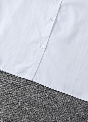 Классическая белая рубашка с карманом 7302 короткий рукав белоснежная однотонная рубашка3 фото
