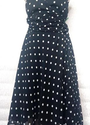 Винтажное шифоновое платье горох1 фото