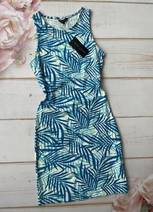 Стильное платье сарафан тропический принт