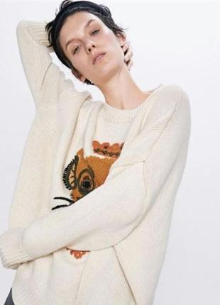 Кремовый объемный свитер король лев ©disney sweater от zara5 фото