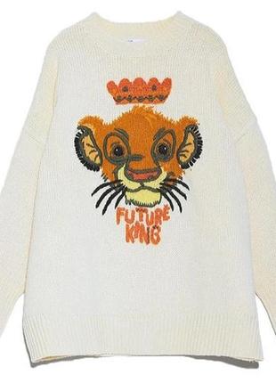 Кремовый объемный свитер король лев ©disney sweater от zara8 фото