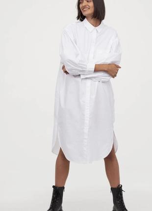Белое платье-рубашка h&m р.s1 фото