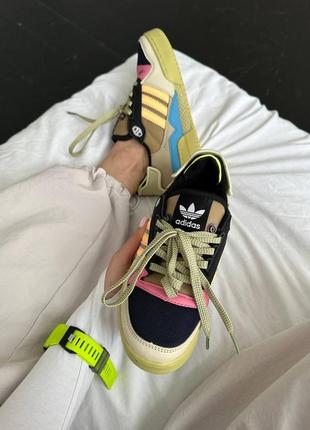 Нереальные кроссовки adidas forum x bad bunny bеnito хаки цветные7 фото