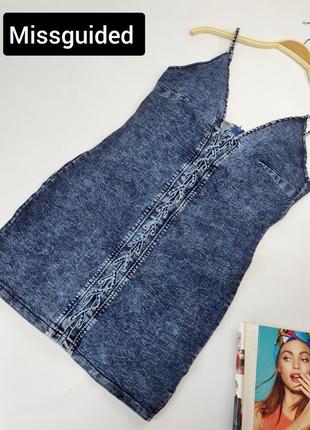 Сукня міеі сарафан джинсовий на шнурівці по фігурі від бренду missguided m l
