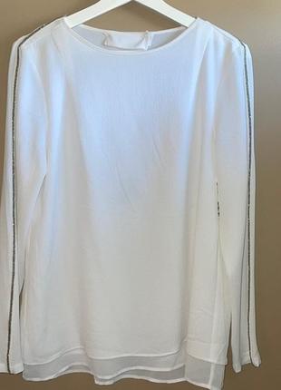 Біла блуза блузка з довгими рукавами від h&m3 фото