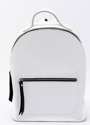Шкіряний рюкзак білий з натуральної шкіри маленький маленький кожаный портфель из натуральной кожы белый1 фото
