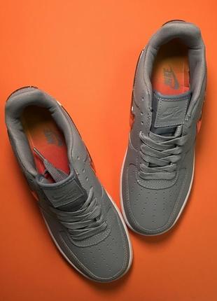 🍒новинка🍒 жіночі шкіряні кросівки \кеди найк nike air force 1 low grey orange3 фото