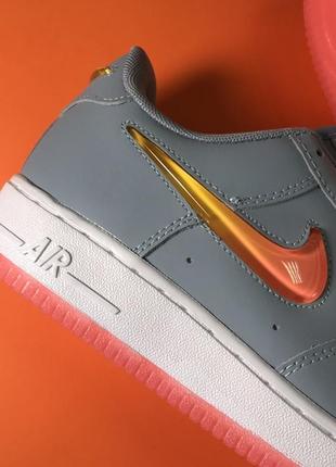 🍒новинка🍒 жіночі шкіряні кросівки \кеди найк nike air force 1 low grey orange7 фото