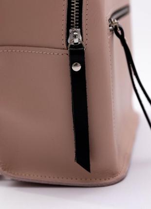 Шкіряний рюкзак маленький з натуральної шкіри пудра гладкий кожаный портфель из натуральной кожы пастельный4 фото