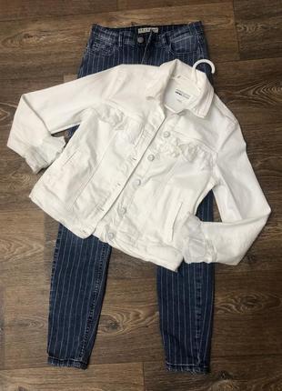 Джинсовый пиджак, белый, бренд coton (турция), 42-461 фото