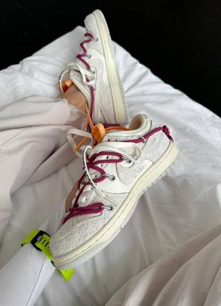 Трендовые женские кроссовки nike sb dunk x off-white lot 35:50 серо-белые с бордовым10 фото