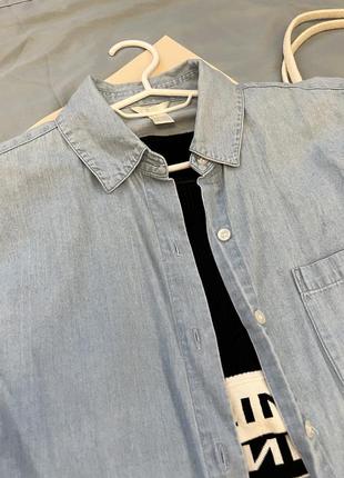 Котонова сорочка джинсова сорочка джинсова легка сорочка рубашка джинсова рубашка6 фото