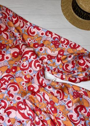 Сукня помаренчево - червона на ґудзиках з пишною спідницею shein5 фото