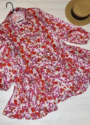 Сукня помаренчево - червона на ґудзиках з пишною спідницею shein8 фото